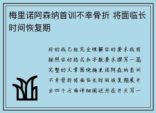 梅里诺阿森纳首训不幸骨折 将面临长时间恢复期 梅里诺阿森纳首训不幸骨折 将面临长时间恢复期
